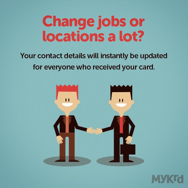 MyKrdApp's tweet photo. If you change jobs or location a lot, a digital business card is the best way to exchange your contact info. #MyKrd https://t.co/wfEd0qUXJc