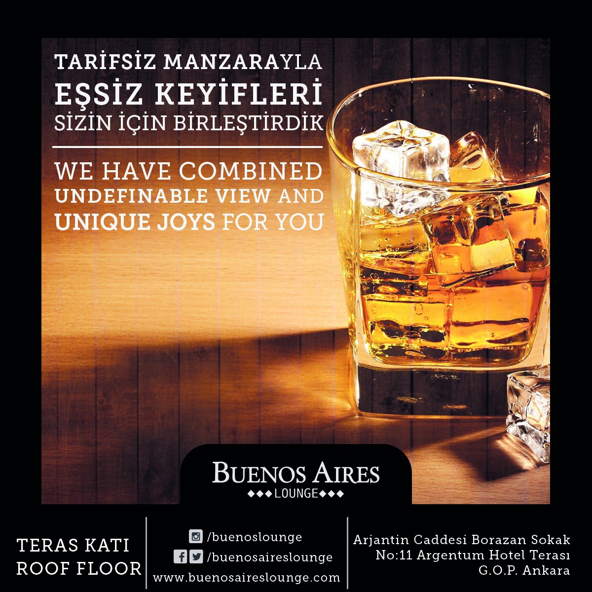 Tarifsiz manzarayla eşsiz keyifleri sizin için birleştirdik...
#buenosaireslounge #ankara #arjantincaddesi