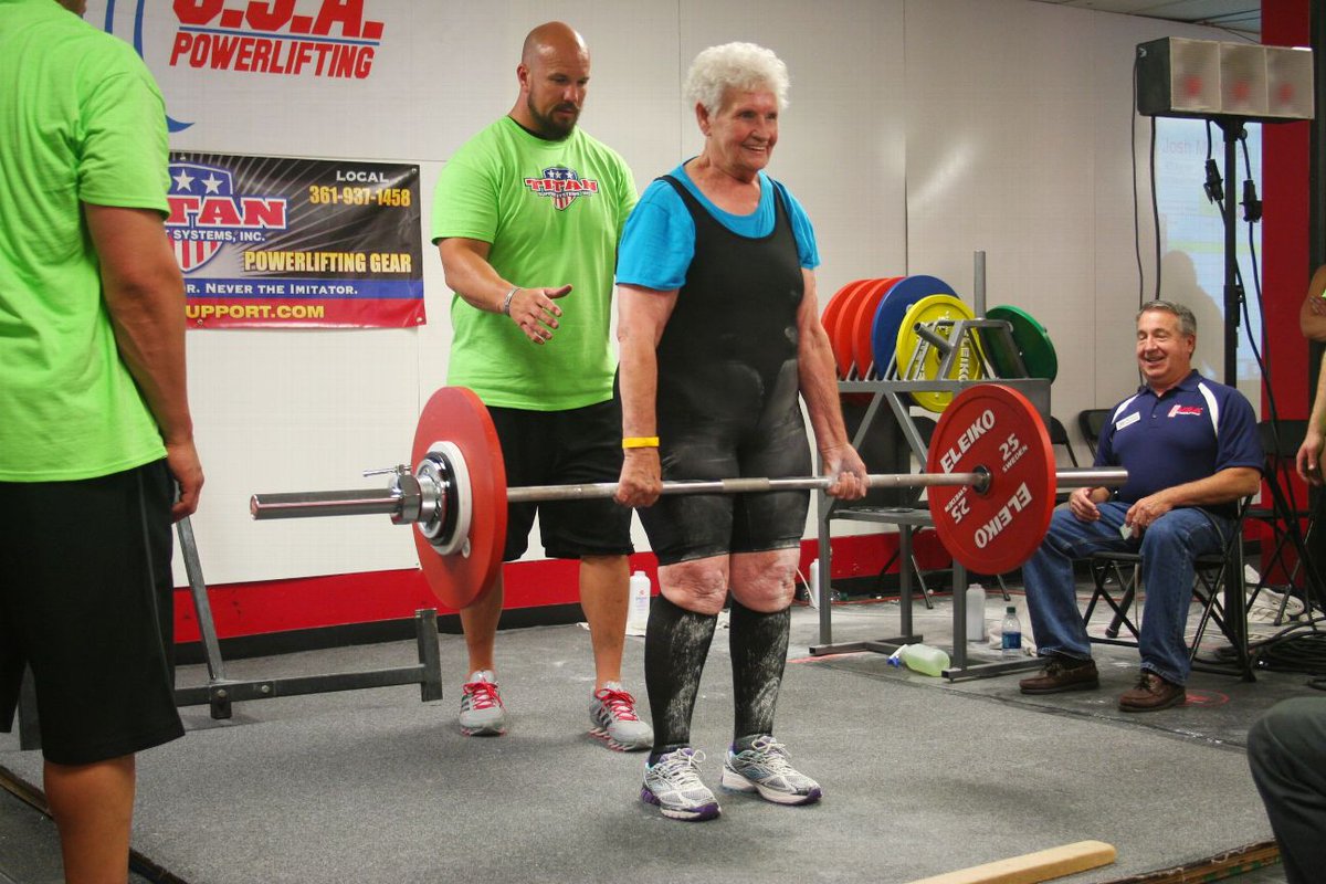 espn's tweet photo. Meet Shirley Webb. She's a 78-year-old grandma, and she can deadlift 225 pounds. WATCH: https://t.co/masNchAwJs https://t.co/LTsCqc6OzT