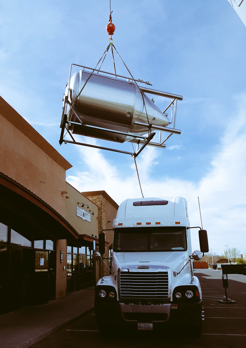 BosqueBrewingCo's tweet photo. Love the smell of new #stainless in the morning! 5 tanks landing at the brewery this week, which means #morebeer! https://t.co/MxvrBXLIUw