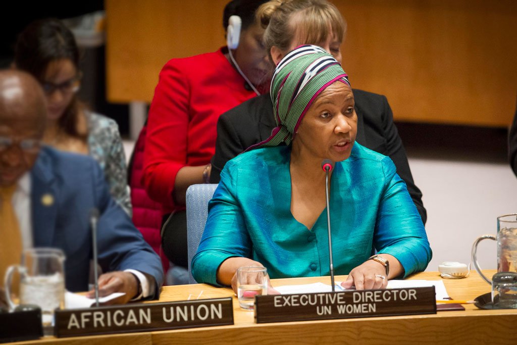 UN's tweet photo. .@UN_Women chief @phumzileunwomen urges greater input, visibility of women in peacebuilding https://t.co/i7w55MBLym https://t.co/qFqU3oWOG6