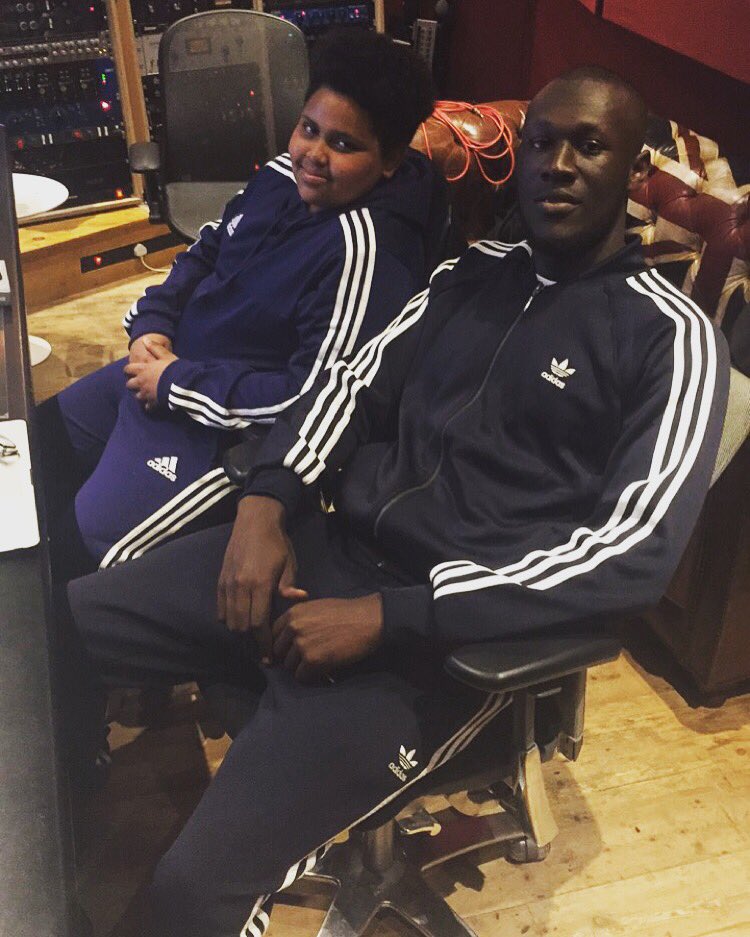 stormzy's tweet photo. In studio with the young king @denodriz we got a joint on my album! 🙏💥 #MERKY 🌎 https://t.co/SlLysCBxYl
