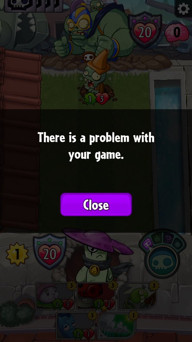 TheRealTasty's tweet photo. Why do I keep getting this error whenever I try to play your game 😑 @PlantsvsZombies https://t.co/J2rAsj3qj6