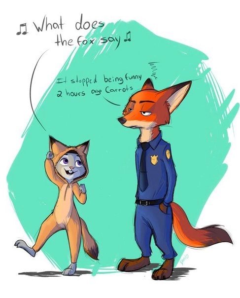 What does the Fox say! Haha soy crazy #Fanart #Judy #Nick #Zootopia