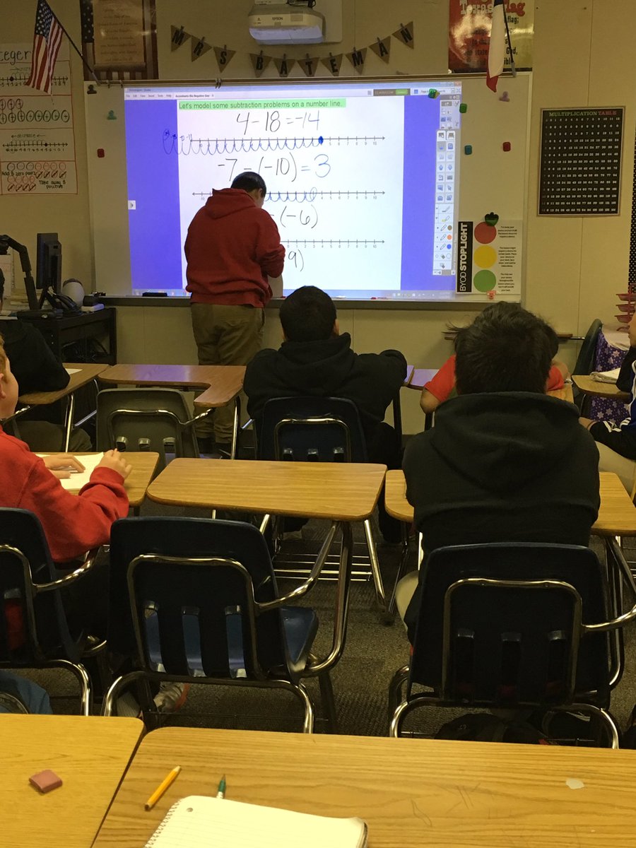 batemanmath's tweet photo. Today we're practicing modeling integer subtraction on a number line! #perryeagles https://t.co/2I0hrpPEgH