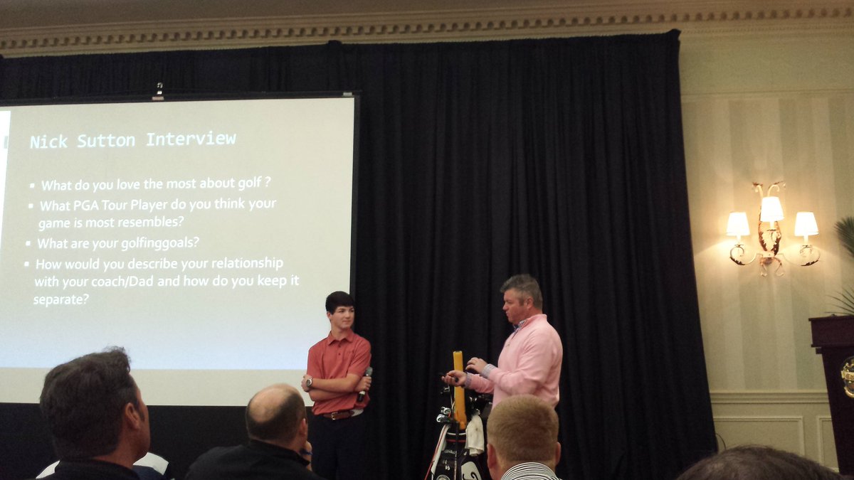 thegolfnancy's tweet photo. @golfgurutv finishing up his presentation with @nicksutton2019 Interview.   #stoletheshow #guruworkshop16 https://t.co/3MHZh4yU8K
