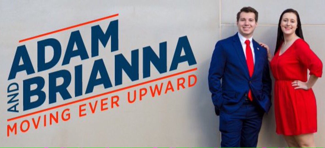 AdamandBrianna's tweet photo. Tell us how YOU are helping the #MovingEverUpward campaign and why others should vote for Adam & Brianna next week! https://t.co/889iNJa8y1