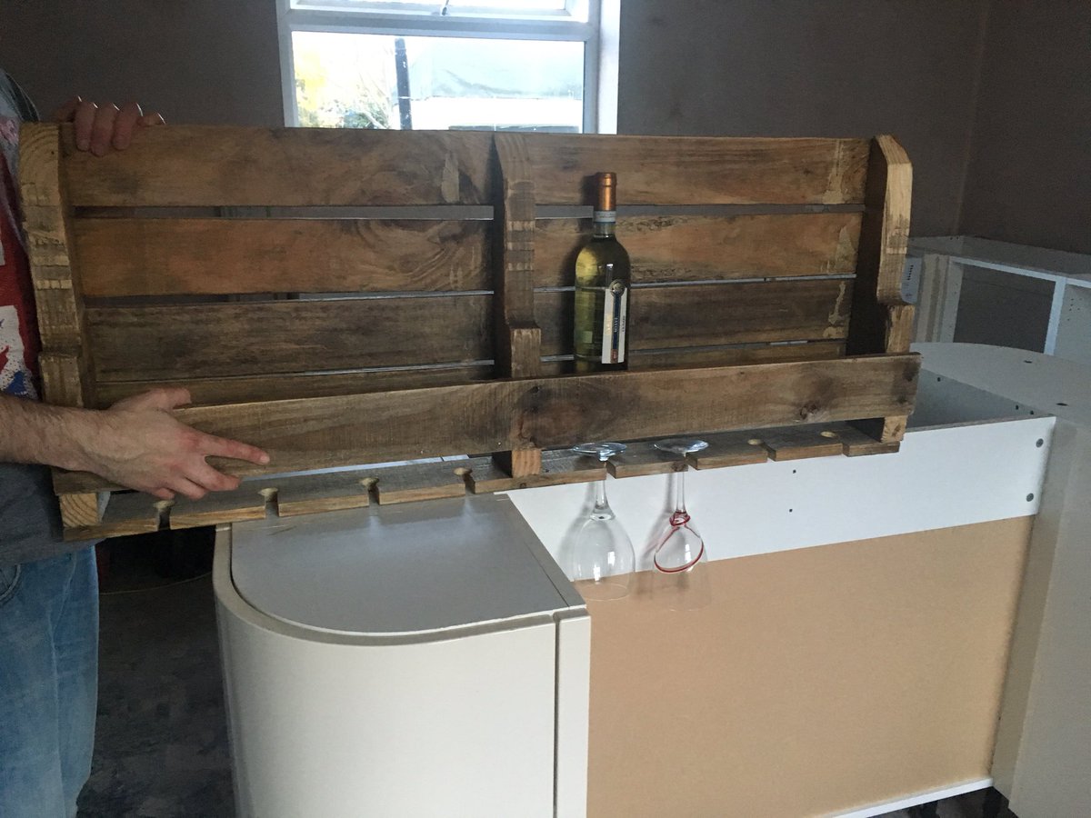 Gemma_Smith1990's tweet photo. Our DIY make for the weekend 🍷 Will look fab in our new kitchen! #MadeFromPallets https://t.co/HT1oNq2gFT