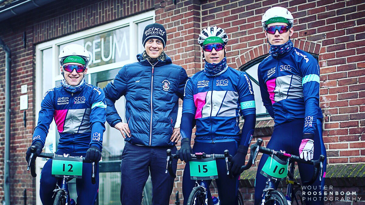 SEGRacing's tweet photo. Great fun joining @NikiTerpstra at the @Cycle_WE #SeasonOpener! And obviously with our cap's peak up! 😁 #cyclewe https://t.co/Xs8fV4HaLC