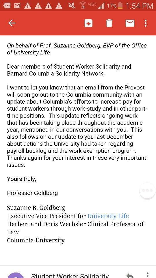 USAS's tweet photo. Columbia student workers just won $15 mere days after NYU! @CUSolidarity Local 31 #15oncampus #usasfor15 #FightFor15 https://t.co/Baa9H05Mib