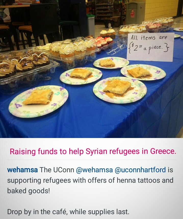 wehamsa's tweet photo. Bakery fresh cupcakes and baklava, henna tattoos. 
Raising funds to help Syrian Refugees in Greece. https://t.co/uUUTCS8ajv