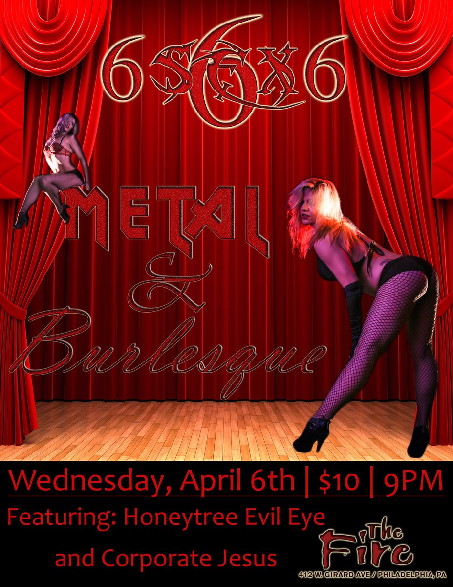 #MetalandBurlesque? That's right! First Weds. at the Fire feature Metal tunes and performances by #HoneyTreeEvilEye