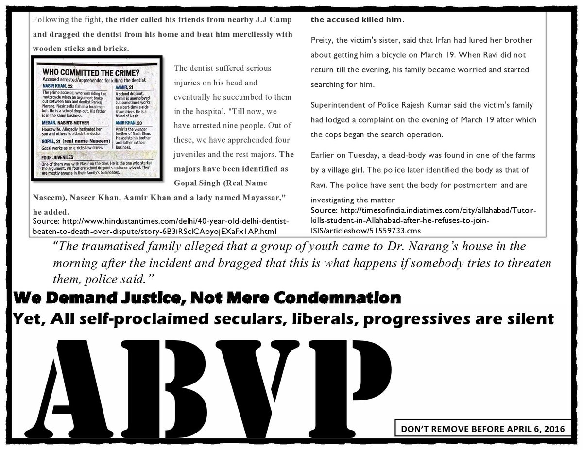 abvpjnu's tweet photo. We Demand Justice, Not Mere Condemnation.
Y All d seculars, liberals, progressives r silent?
@ABVPVoice @ABVPDelhi https://t.co/9bH0kn6tLp