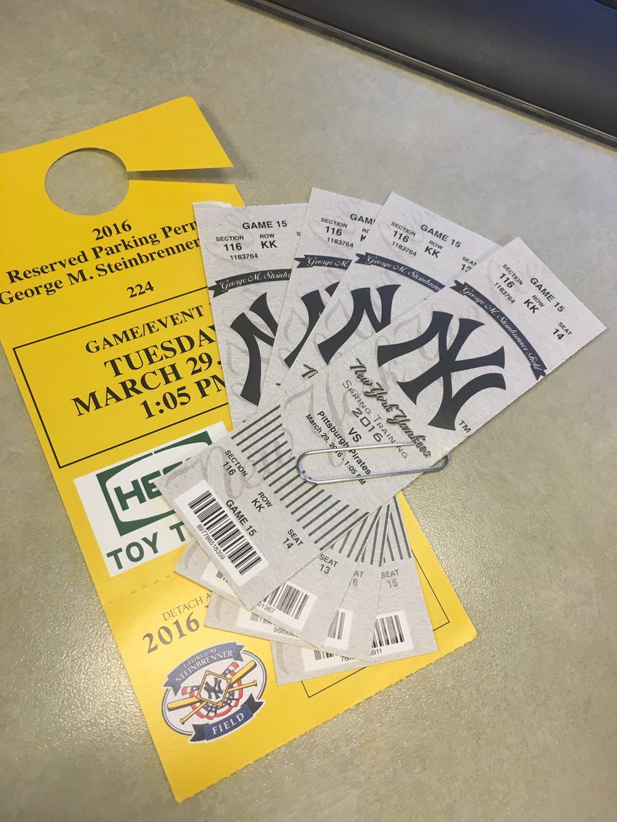 4 tickets to tomorrow's <a href="/Yankees/">New York Yankees</a> spring training game(1pm) go to the 1st person who wants them and can pick them up.