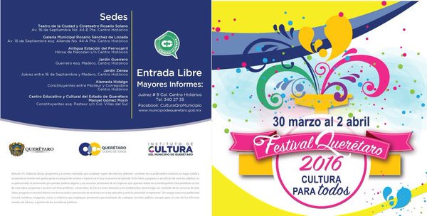 qromunicipio's tweet photo. ¿Ya estás preparado para el Festival Querétaro 2016? Se llevará a cabo del 30 de Marzo al 2 de Abril ¡Te esperamos! https://t.co/n0PlPEZ6fj