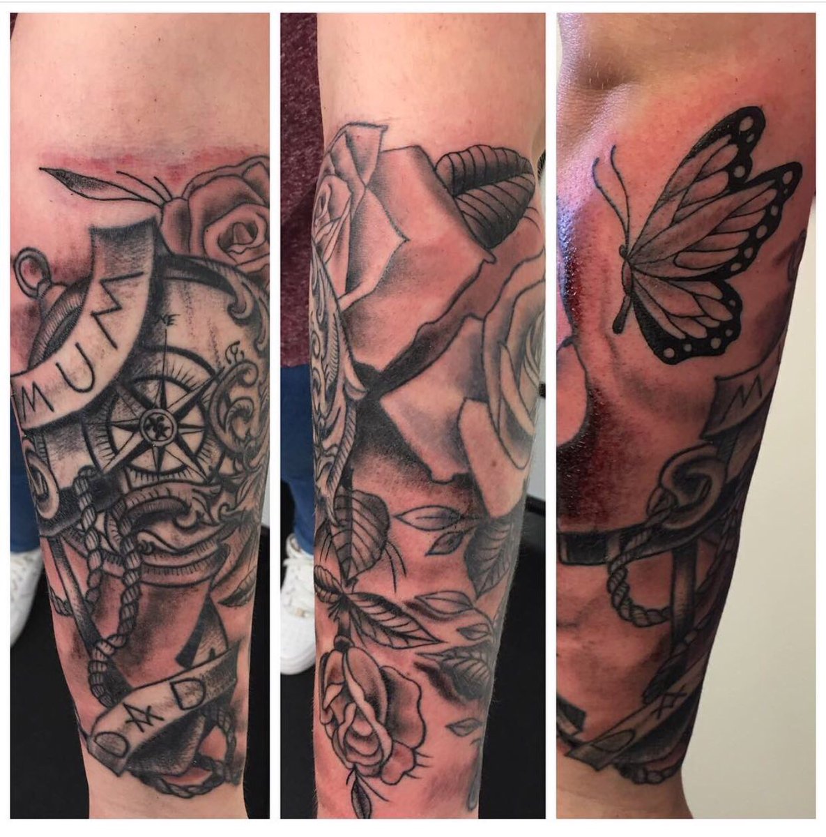 Sleepwelltattoo's tweet photo. Half sleeve completed today by @JamesRoss14 https://t.co/FtKvkj5Gk0