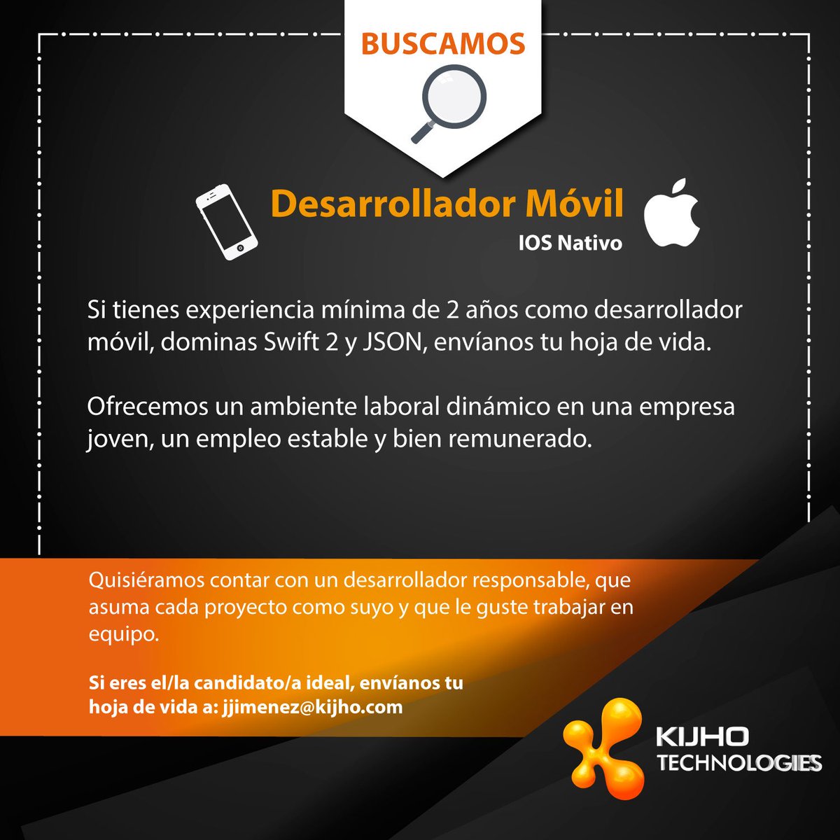 kijhotech_Co's tweet photo. ¿Eres ingeniero? ¿Quieres trabajar en un buen ambiente laboral? Esto te puede interesar.  @kijhotech_Co https://t.co/Qlp4xFbLph