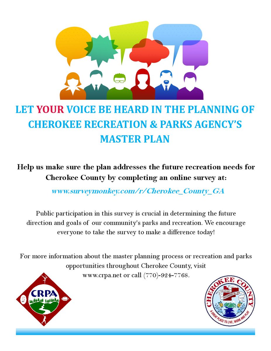 PlayCherokee's tweet photo. Visit https://t.co/IjoGZ7LPlb to take the online survey! #PlayCherokee #CRPA https://t.co/yHpwGc4S9Y