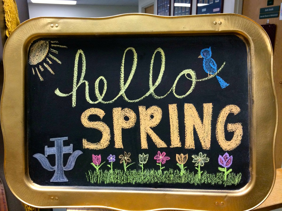 FullerSOP's tweet photo. Happy 1st Day of Spring Quarter! Another creative greeting in @fullerseminary SOP Lobby by receptionist, Christine. https://t.co/aCTFMosu2x