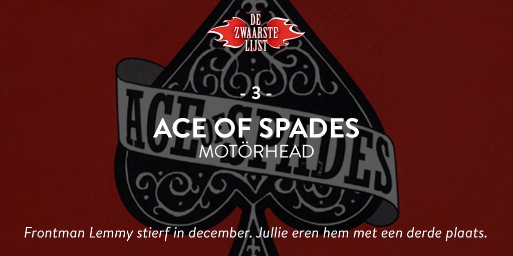 Op drie: 'Ace Of Spades' van Motörhead, als eerbetoon aan Lemmy. #DeZwaarsteLijst.