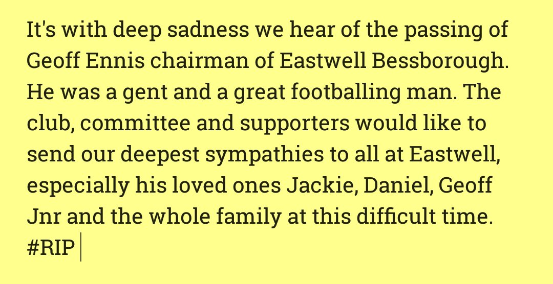 Terrible news tonight we lost one of the greats from our footballing family. <a href="/ewbfc/">EastWall Bessborough FC</a>