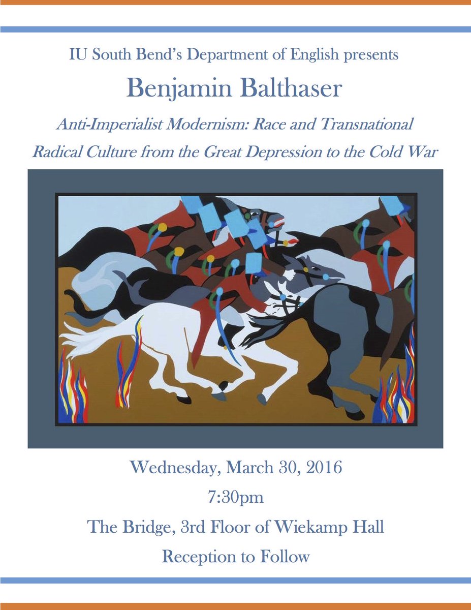 IUSBCLAS's tweet image. Come hear @IUSBEnglish professor Benjamin discuss his new book! See poster for details. @iusb