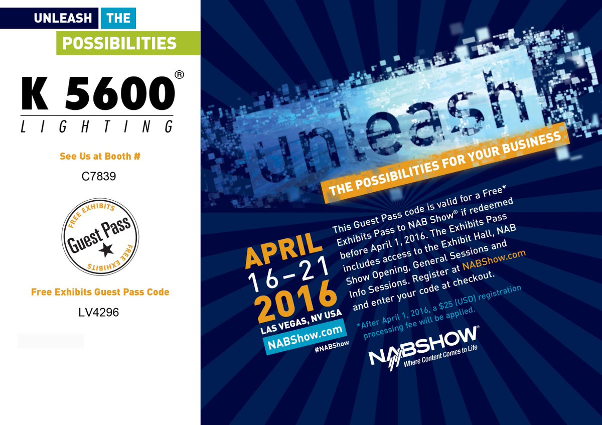 Last chance to redeem our free guest pass code to <a href="/NABShow/">NAB Show</a> More details here: bit.ly/1RGmvBl