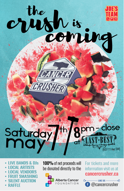 JoesTeamYYC's tweet photo. Our favourite party of the year @CancerCrusherCa is May 7. Get your tickets before they sell out! #yyc #abcancer https://t.co/cBl9pRgnqZ