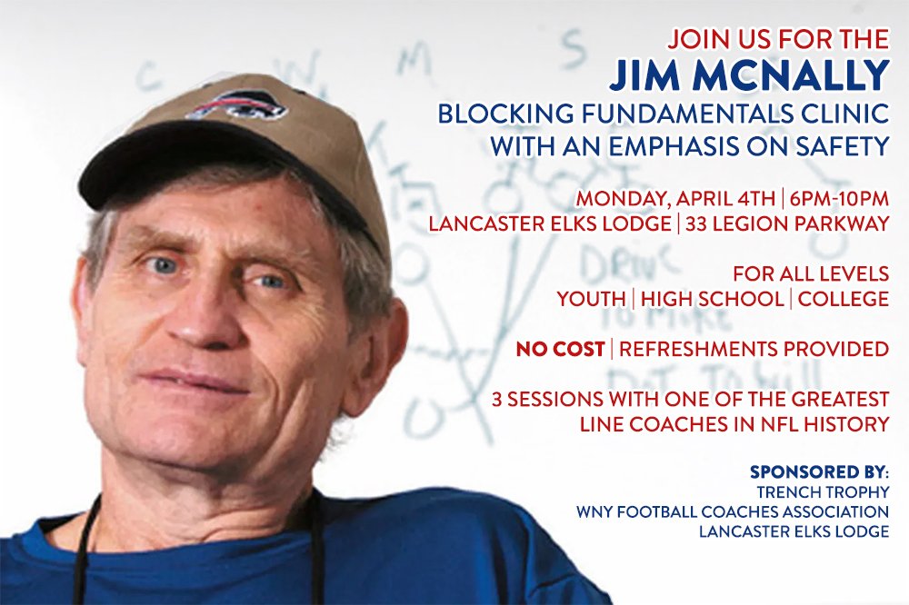 Join us for a special coaches clinic on the fundamentals of blocking and safety with Coach McNally on April 4th!