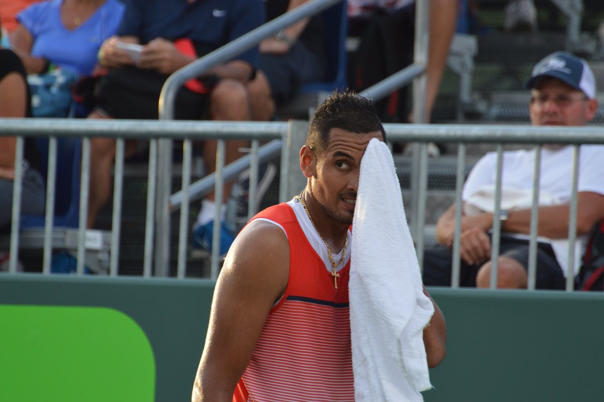 antonels's tweet image. MiamiOpen: Eyes on the next round.

Nick Kyrgios works past Tim Smyczek 6-4, 6-4 to reach the round of 16. #MiamiO…