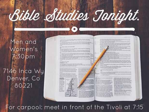 MPMDenver's tweet photo. Bible studies 2nite @ 7:30!
Location change today
Meet in front of the Tiv @ 7:15
?s: Text Brad @ 714.595.8777 https://t.co/7ioE3zspR4