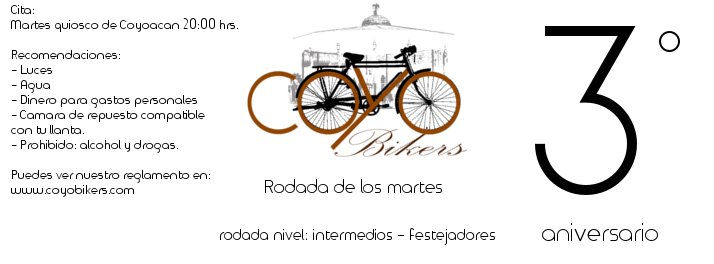 coyobikers's tweet photo. 3º Aniversario de Coyobiekrs! Estan todisimos invitados! =D @RodadasMX @Bicibusdf https://t.co/dZ4JLQOi4r https://t.co/6A5vtgnWXc