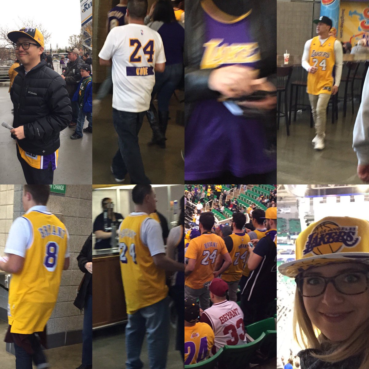 TheCanasian's tweet photo. Nearly game time! In our section, only five people in @utahjazz gear. Purple &amp; gold everywhere! @Lakers #lalatuta https://t.co/rZM5GZOk5G