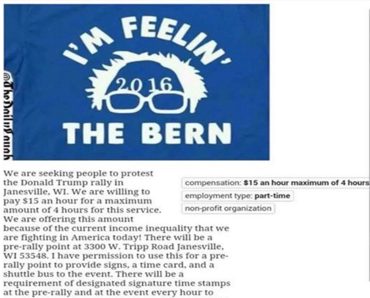 DefendDonald's tweet image. CAUGHT! Paying protesters for Trump's upcoming rally in Wisconsin. Sad and Pathetic! Get a real job! #DefendDonald