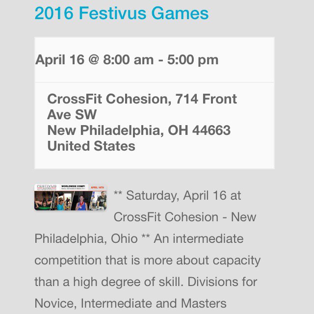 NEOBoxStars's tweet image. Upcoming competition at CrossFit Cohesion - April 16 it’s the #festivusgames. Intermediate-only competition.