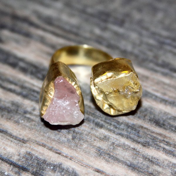 Prosperity Ring: success and prosperity with #Rosequartz and #Citrine #gemstonering >> goo.gl/EVkmRG