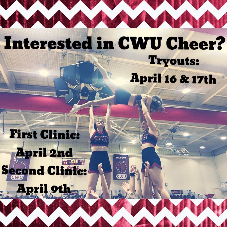 CWUCheer's tweet photo. It's not too late to register! Join us for our first clinic! Email Coach Michelle sapinosom@cwu.edu for registration https://t.co/vRtVSydn8J