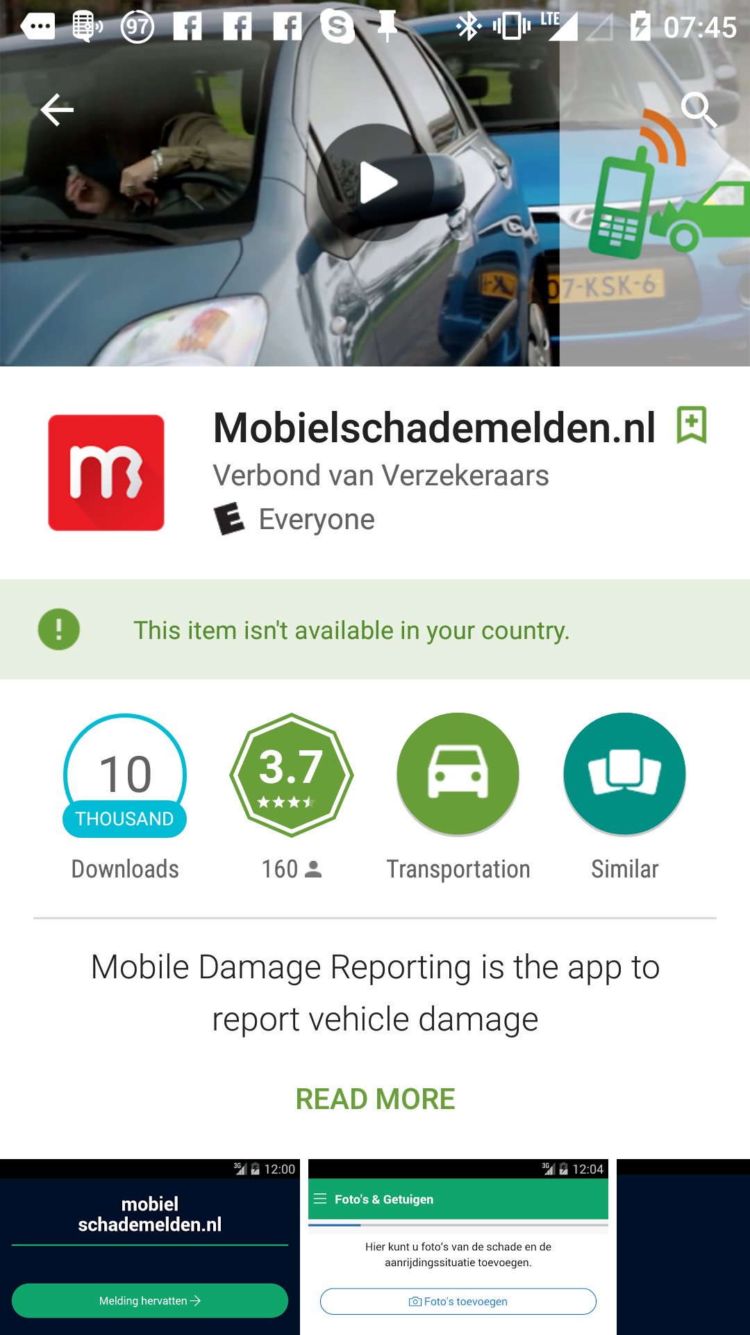 MobielSchadeMelden app installeert niet