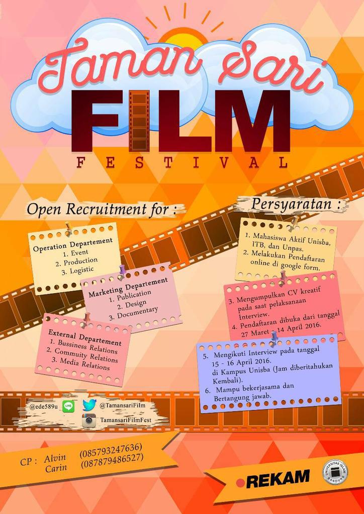 Rekam Unisba in association with Kominfo BEM Unisba proudly presents: TAMANSARI FILM FESTIVAL 2016 <a href="/tamansarifilm/">Tamansari Film Fest</a>