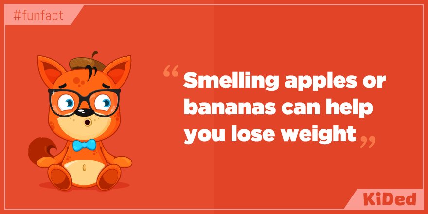 KidED_'s tweet photo. Did You Know" Smelling apples or bananas can help you lose weight" #funfact https://t.co/YyCHRinqap
