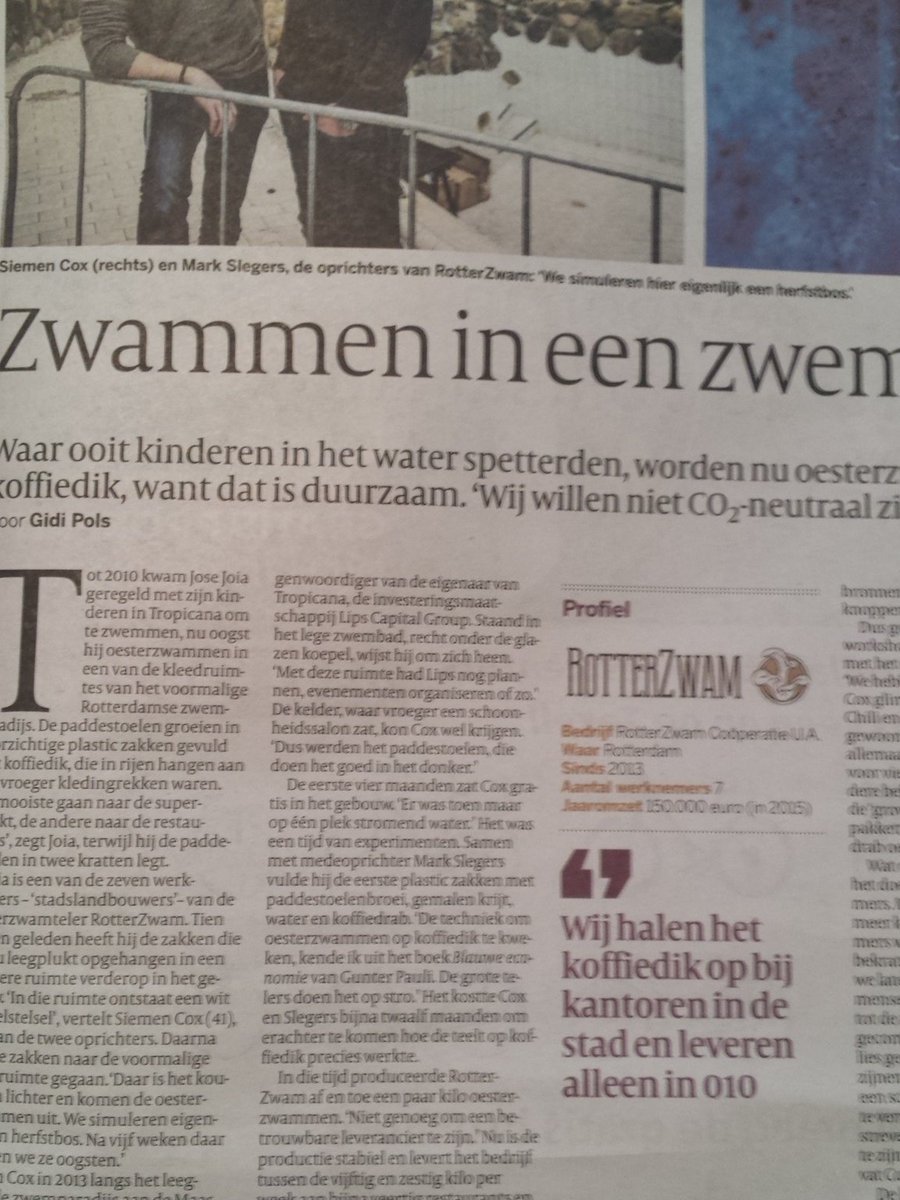 Vandaag in de VolksKrant pagina over onze leverancier van de growKit.