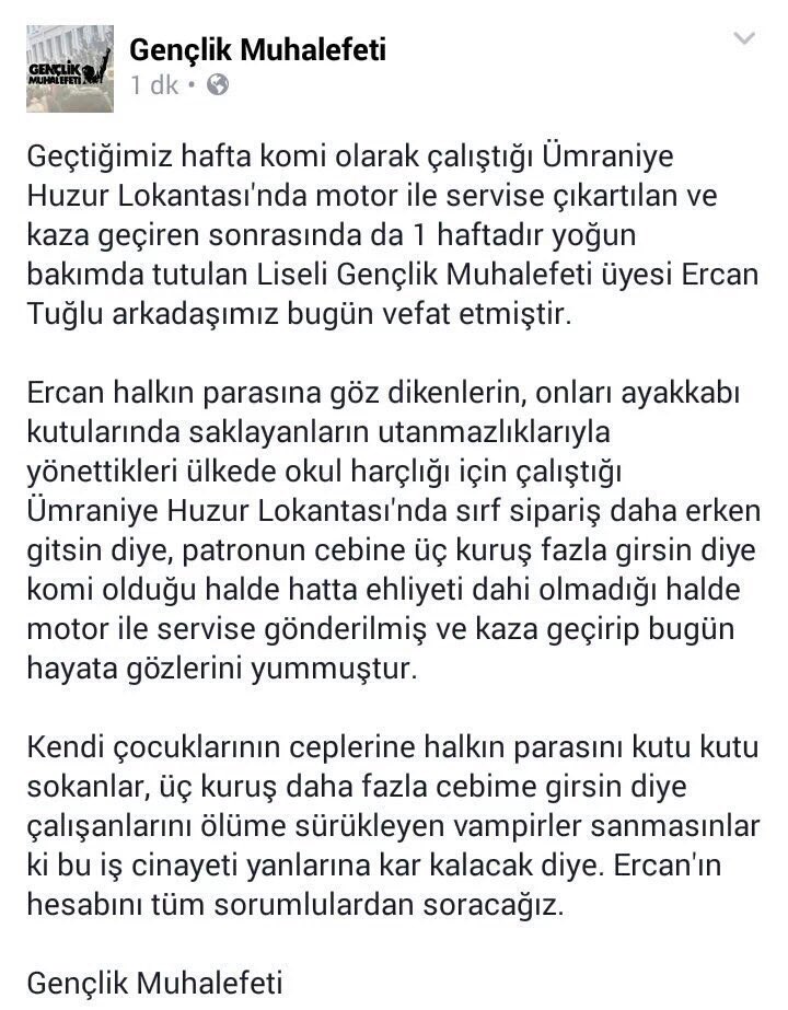 alper_tas's tweet photo. Genç bir kardeşimiz daha yaşamını yitirdi.
İş cinayetlerine son !
#ercantuğlu https://t.co/nlBpaPofyL