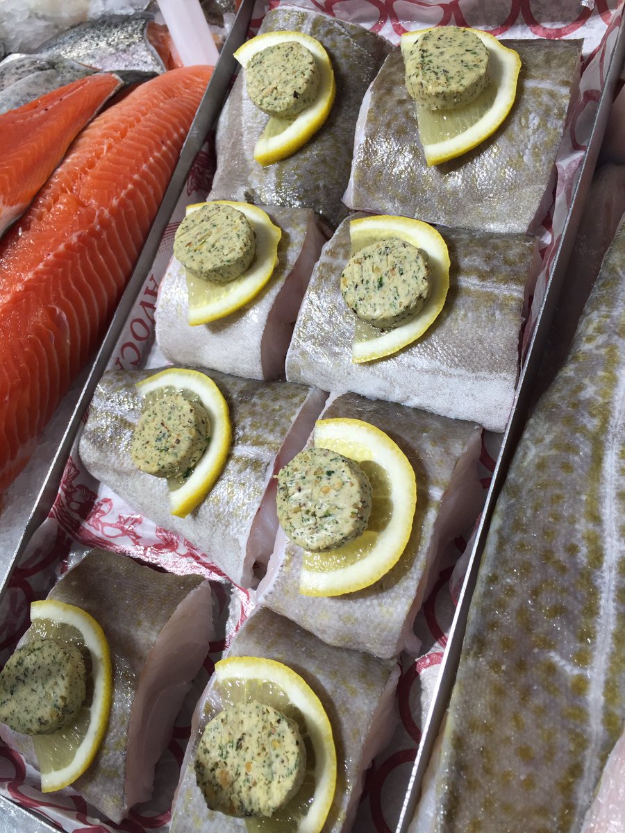 RobertsofDalkey's tweet photo. #bonefree cod portions with our wild garlic, spring onion and rocket butter. #simplehealthyfish @avocaireland Kilmac https://t.co/rBYmRT5QCA