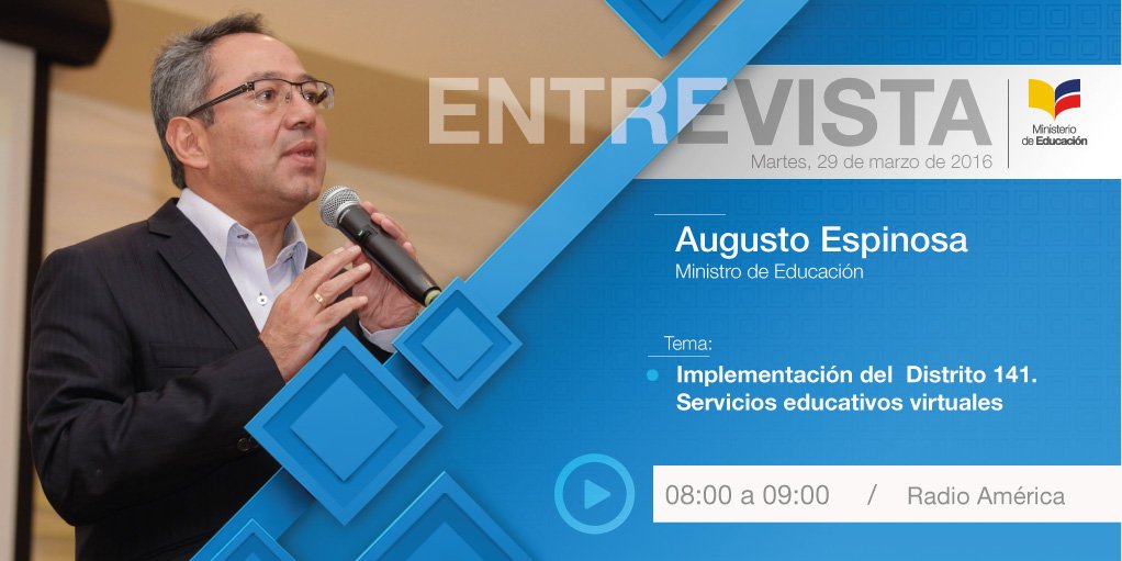 Educacion_Ec's tweet photo. AHORA | No te pierdas la entrevista a @AXEA65 en @AMERICARADIOHD sobre #Distrito141➡ https://t.co/C4ZP1FU67y https://t.co/yWRbD3Ij4k