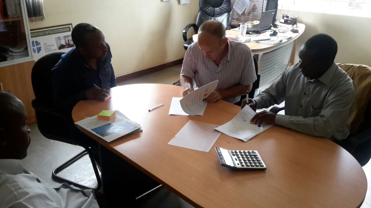 LWF_Uganda's tweet photo. LWF signs contract with Bearfoot Power Uganda to supply solar products under the EU funded Teko-Wa project. https://t.co/7H9mRoua72