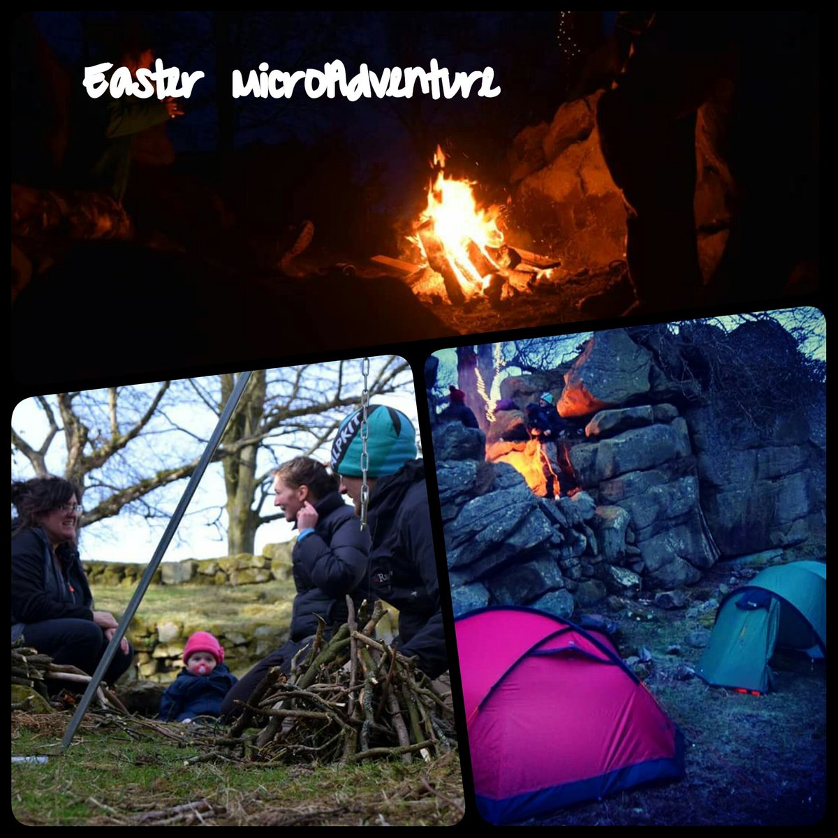 karlwait's tweet photo. A two family #microadventure in #northumberland.  Chilli, campfire and nappies. @Al_Humphreys https://t.co/0sT9UhIX9B