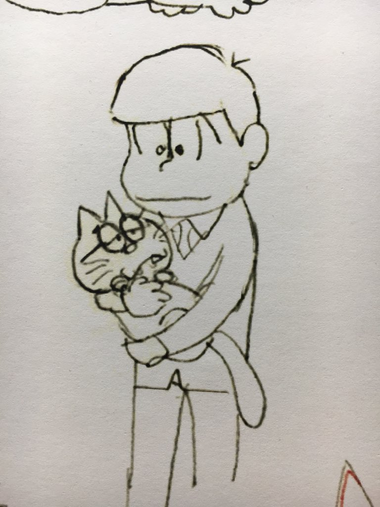 morino_ibuki's tweet photo. おそ松さんのおみせ に行ったら設定資料集が展示されてたんだけど、
その中にエスニャンの設定が…。
そしてイッチではなく兄さんが抱っこしている絵が…(*´﹃｀*) https://t.co/iRfSjy3bkB