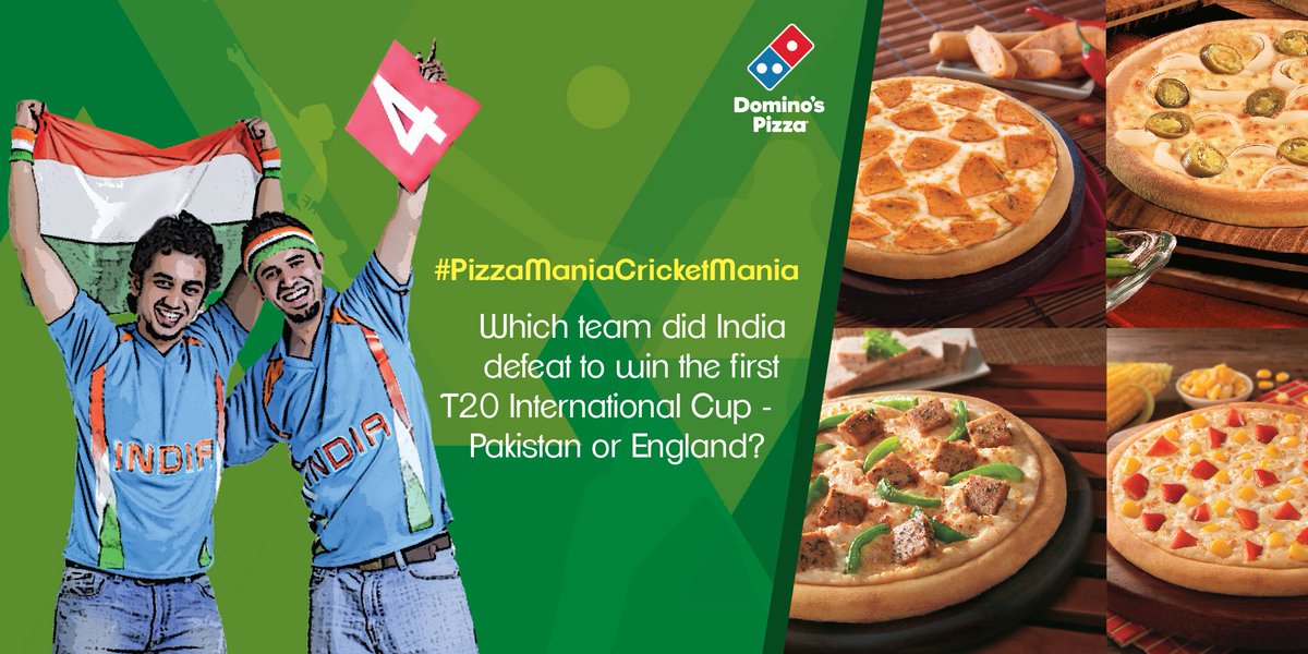 dominos_india's tweet photo. #PizzaManiaCricketMania #Contest Q2. Which team did India defeat to win the first #T20 International Cup Pak or Eng? https://t.co/eLcMmg5Cit