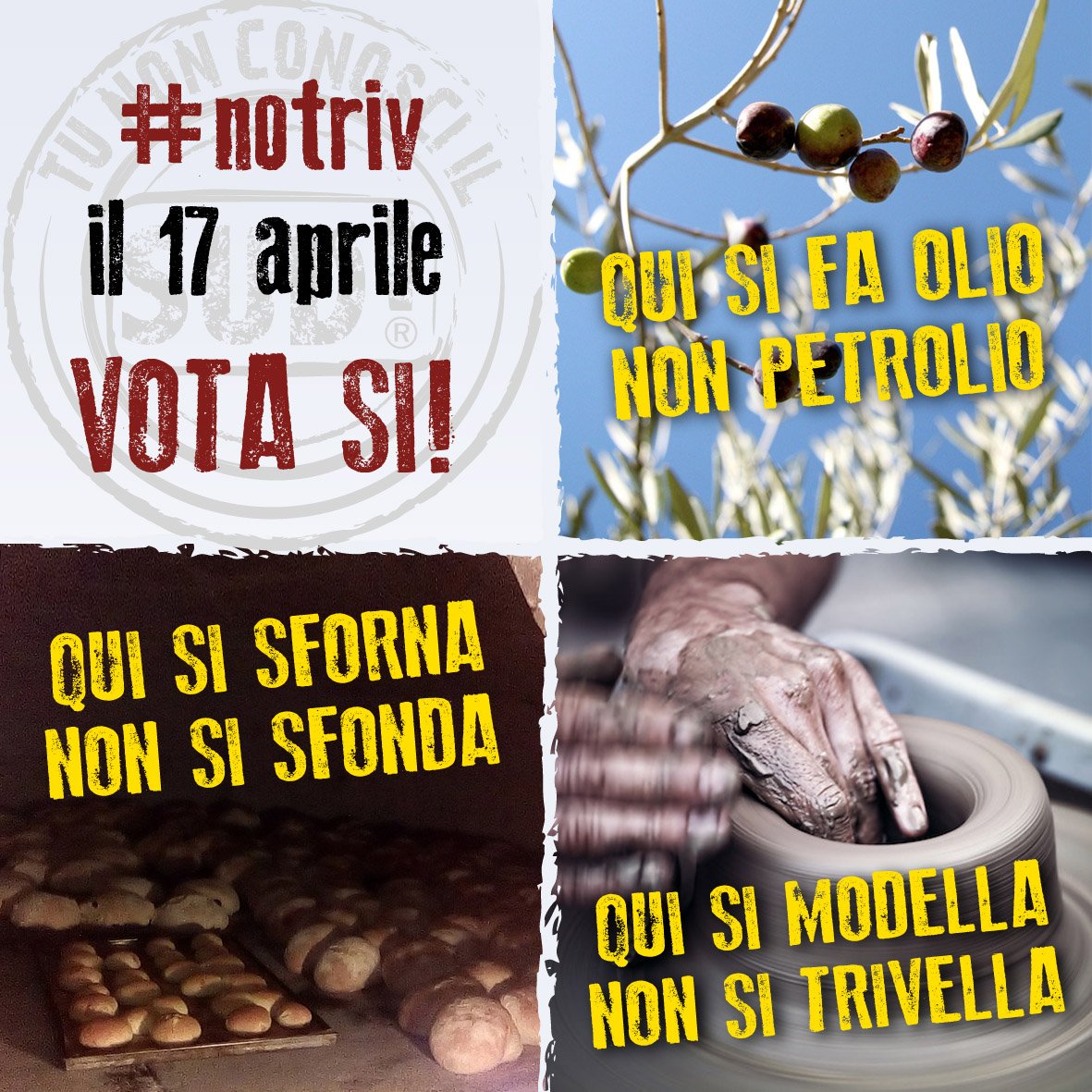 conoscilSud's tweet photo. Il 17 Aprile VOTA SI!!! 👊 #notriv #notrivelle #tunonconosciilsud #lucugnano #salento #turismodimpresa https://t.co/qy1V8IMozv