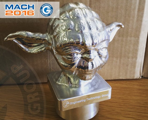 mtdcnc's tweet photo. Look! @EngTechGroup are live cutting Yodas at @MACHexhibition and giving them away!  #starwars #mach2016 #yoda #want https://t.co/Vn8SlOdGpG